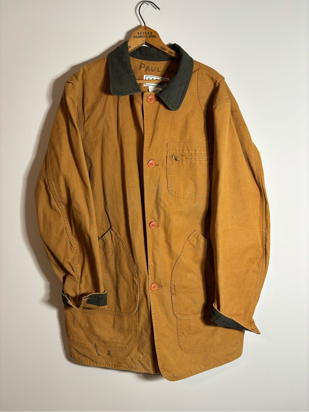 Vintage LL Bean Field Canvas Barn Coat Hunting USA Corduroy